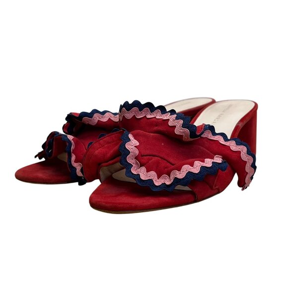 Loeffler Randall Women’s Red Ruffle Slide Sandals Size 6.5B - Picture 3 of 9